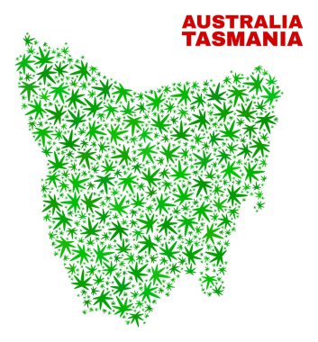 Marihuana yaprağı kolaj Tazmanya Adası Haritası