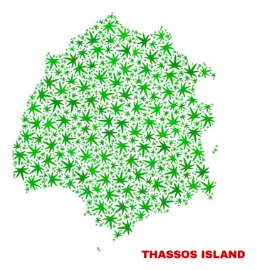 Marihuana yaprağı kolaj Thassos Adası Haritası