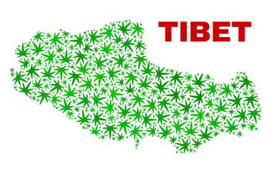 Esrar yaprakları mozaik Tibet Haritası