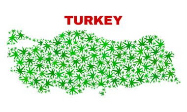 Marihuana yaprağı mozaik Türkiye Haritası
