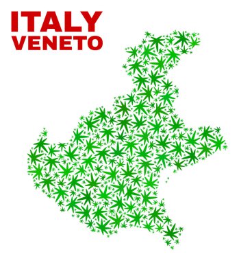 Kenevir yaprak kolaj Veneto Bölge Haritası