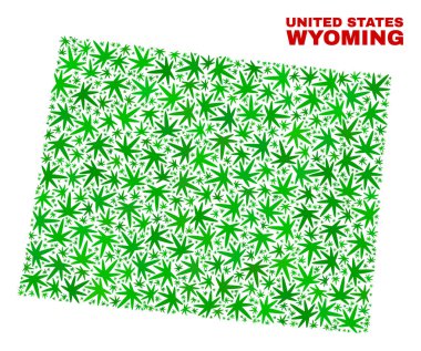 Kenevir yaprak kolaj Wyoming eyalet harita
