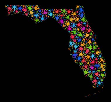 Mozaik Florida State harita renkli kenevir yaprak
