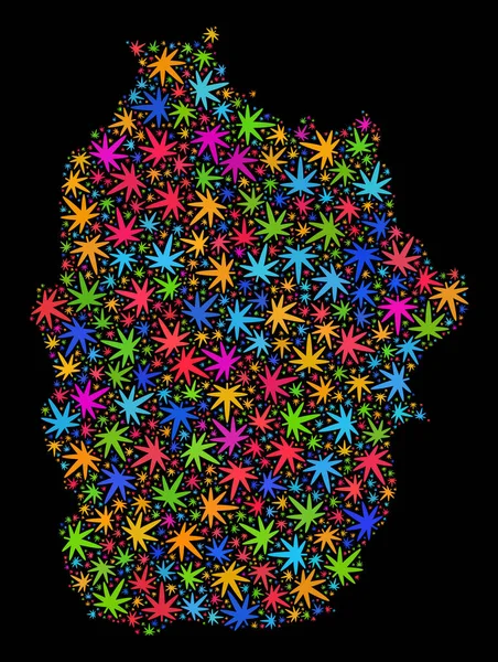 Opuszcza wyspy Flores mozaika z Azorów mapę jasne marihuany — Wektor stockowy