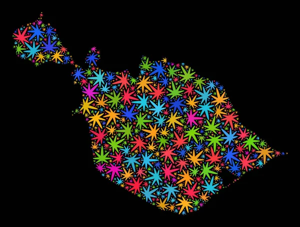 Mozaika słyszał i mapę Wyspy Mcdonald kolorowe konopi liści — Wektor stockowy
