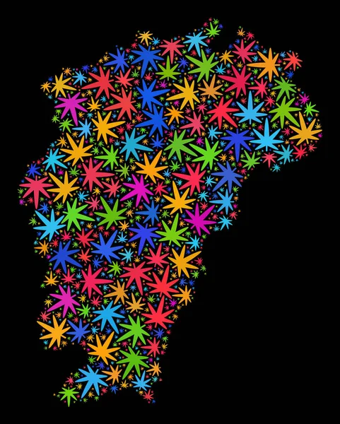 Mosaico Província de Jiangxi mapa de folhas de cânhamo coloridas — Vetor de Stock
