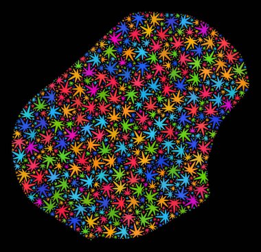 Renkli kenevir yaprak mozaik Nauru Haritası