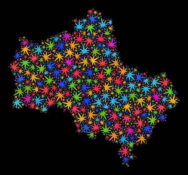 Mozaika Moscow Region mapę marihuany kolorowych liści — Wektor stockowy