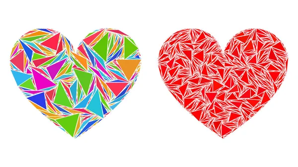 Triangle amour coeur mosaïque icônes — Image vectorielle