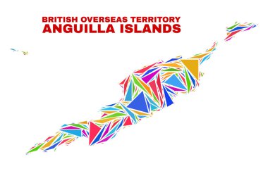 Anguilla Islands Map - Mosaic of Color Triangles