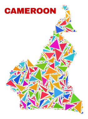 Kamerun Haritası-renk üçgenler mozaik