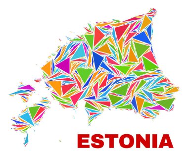 Estonya Haritası-renk üçgenler mozaik