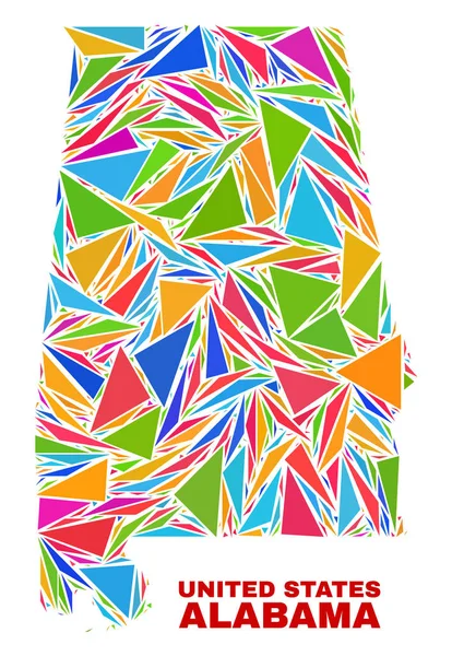 Alabama State karta-mosaik av färg trianglar — Stock vektor