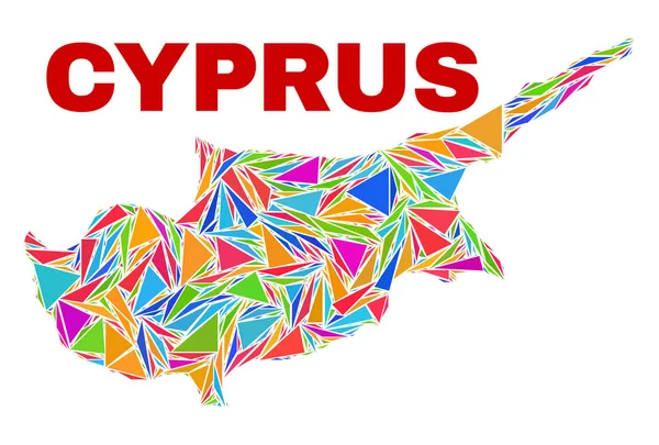 Zypern-Karte - Mosaik aus farbigen Dreiecken — Stockvektor