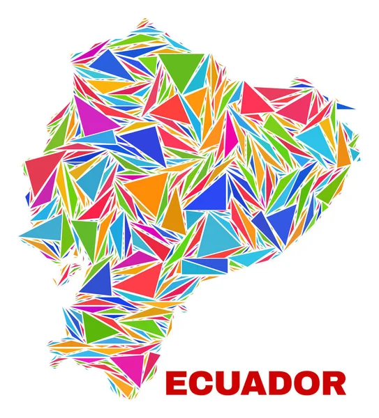 Ecuador kaart-mozaïek van kleur driehoeken — Stockvector