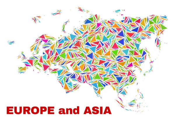 Mapa de Europa y Asia - Mosaico de Triángulos de Color — Vector de stock