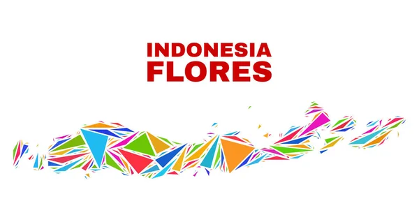 Mappa Flores Islands of Indonesia - Mosaico di Triangoli di Colore — Vettoriale Stock