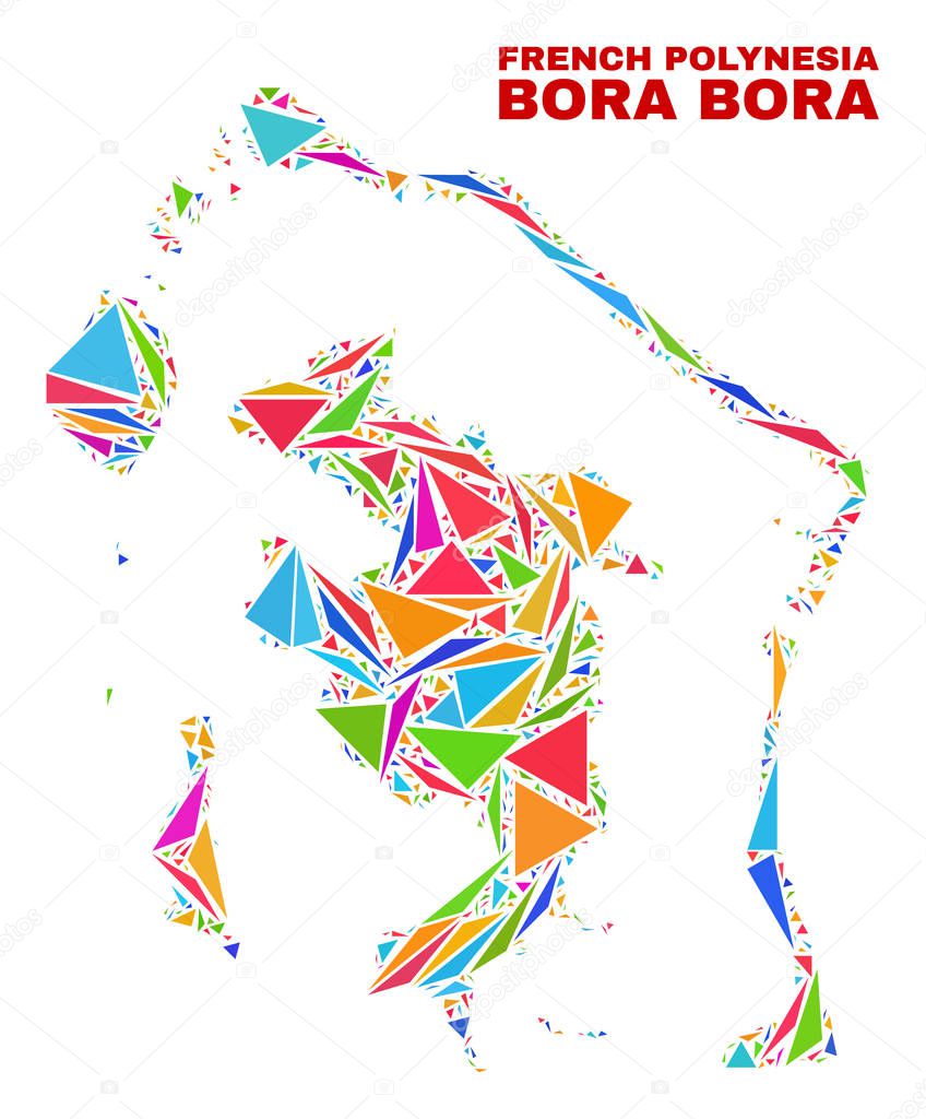 Bora-Bora Map - Mosaic of Color Triangles