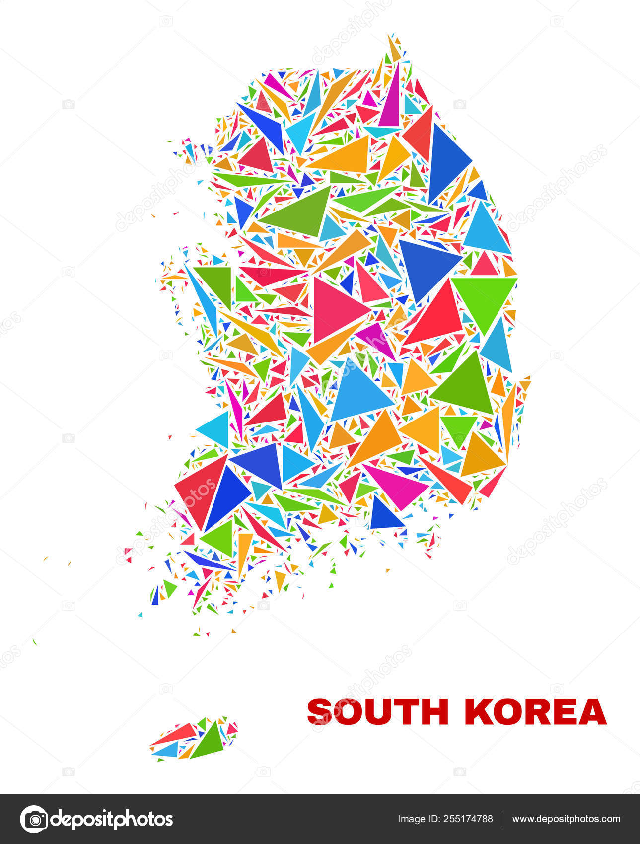 韓国地図 色の三角形のモザイク ストックベクター C Newdesignillustrations
