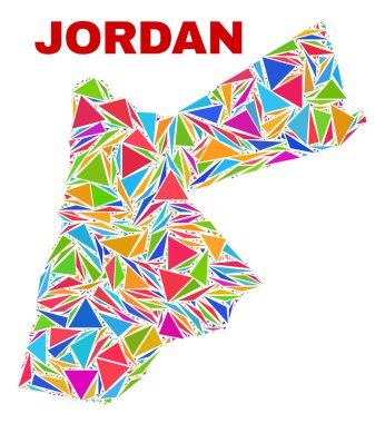 Ürdün Haritası-renk üçgenler mozaik