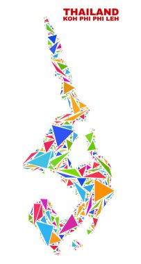 Koh Phi Leh harita-renk üçgenler mozaik
