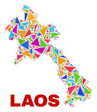Laos Haritası-renk üçgenler mozaik