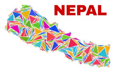 Nepal Haritası-renk üçgenler mozaik
