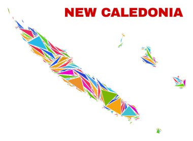 Yeni Kaledonya Adaları Haritası-renk üçgenleri mozaik