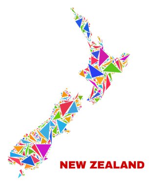 Yeni Zelanda Haritası-renk üçgenler mozaik