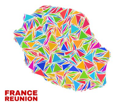 Reunion Adası Haritası-mozaik renk üçgenler