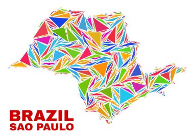 Sao Paulo devlet Haritası-mozaik renk üçgenler