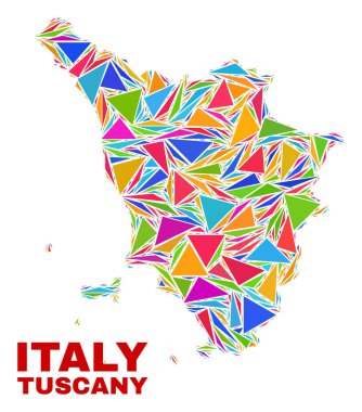 Tuscany Region Map - Mosaic of Color Triangles