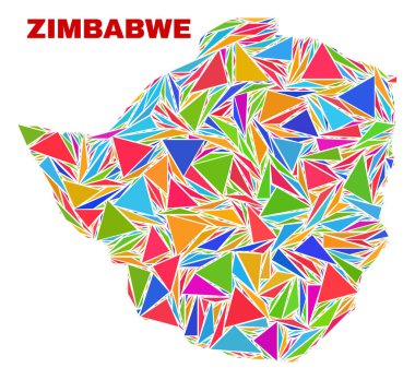 Zimbabve Haritası-renk üçgenler mozaik