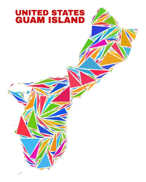 Mapa de Guam Island - Mosaico de Triángulos de Color — Vector de stock