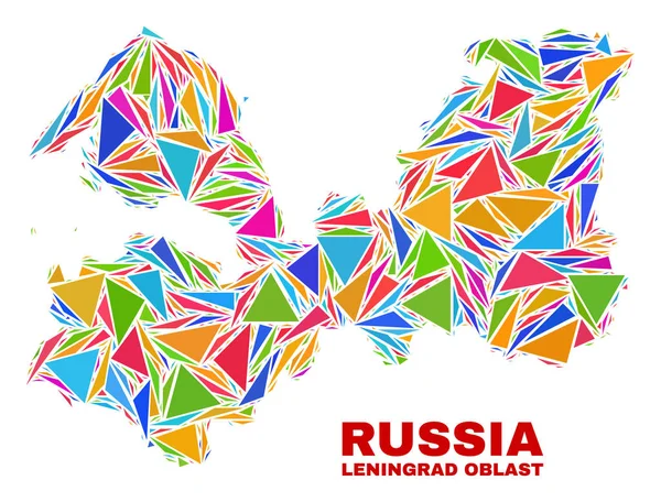 레닌그라드 지역 지도-색상 삼각형의 모자이크 — 스톡 벡터