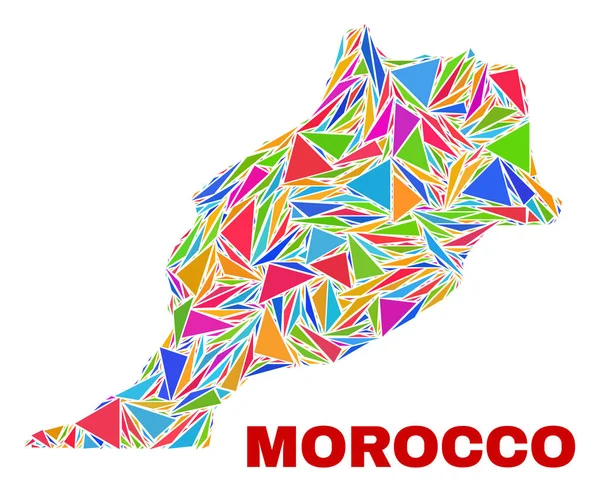 Карта Марокко - Мозаика цветных треугольников — стоковый вектор