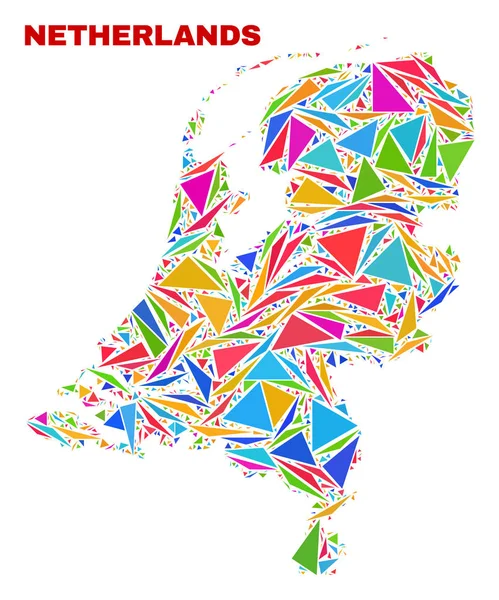 Netherlands Map - Mosaic of Color Triangles — стоковий вектор