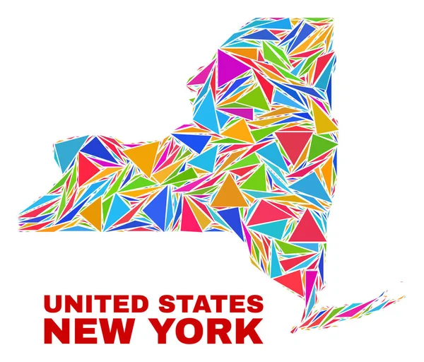 ニューヨーク州地図-色の三角形のモザイク — ストックベクタ