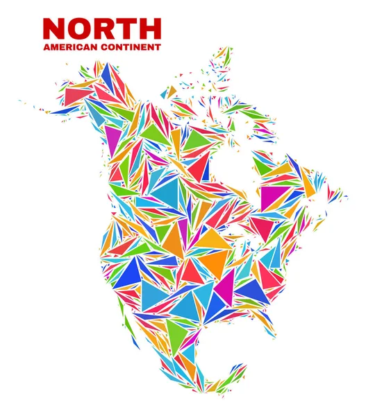 North America V2 Map - Mosaic of Color Triangles — Stock Vector