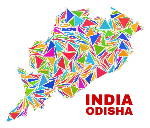 Mapa stanu Odisha-mozaika kolorów Trójkąty — Wektor stockowy