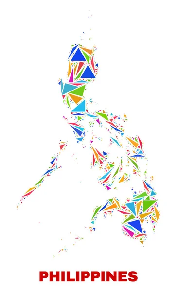 Mapa de Filipinas - Mosaico de triángulos de color — Vector de stock