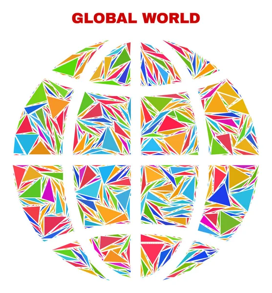 Planet Globe - Mosaic of Color Triangles — Stock Vector