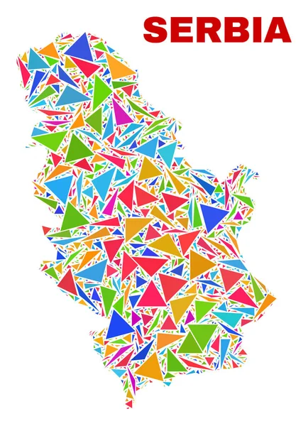 Sérvia Mapa - Mosaico dos triângulos de cor —  Vetores de Stock