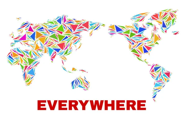 Mappa del mondo - Mosaico di triangoli di colore — Vettoriale Stock