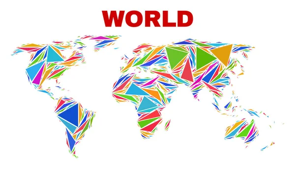 Мапа світу-мозаїка з кольорових трикутників — стоковий вектор
