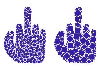 Göt deliği parmak simgesi kareler ve çevrelerin mozaikleri