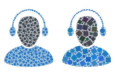 Ses operatörü simgesi kareler ve çevrelerin kolajlar