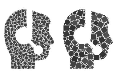 Çağrı merkezi operatörü simgesi kareler ve çevrelerin mozaikleri