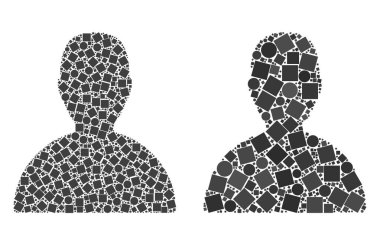 Kare ve çevrelerin müşteri simgesi kolajlar