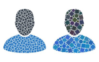 Müşteri simgesi kareler ve çevrelerin mozaikleri